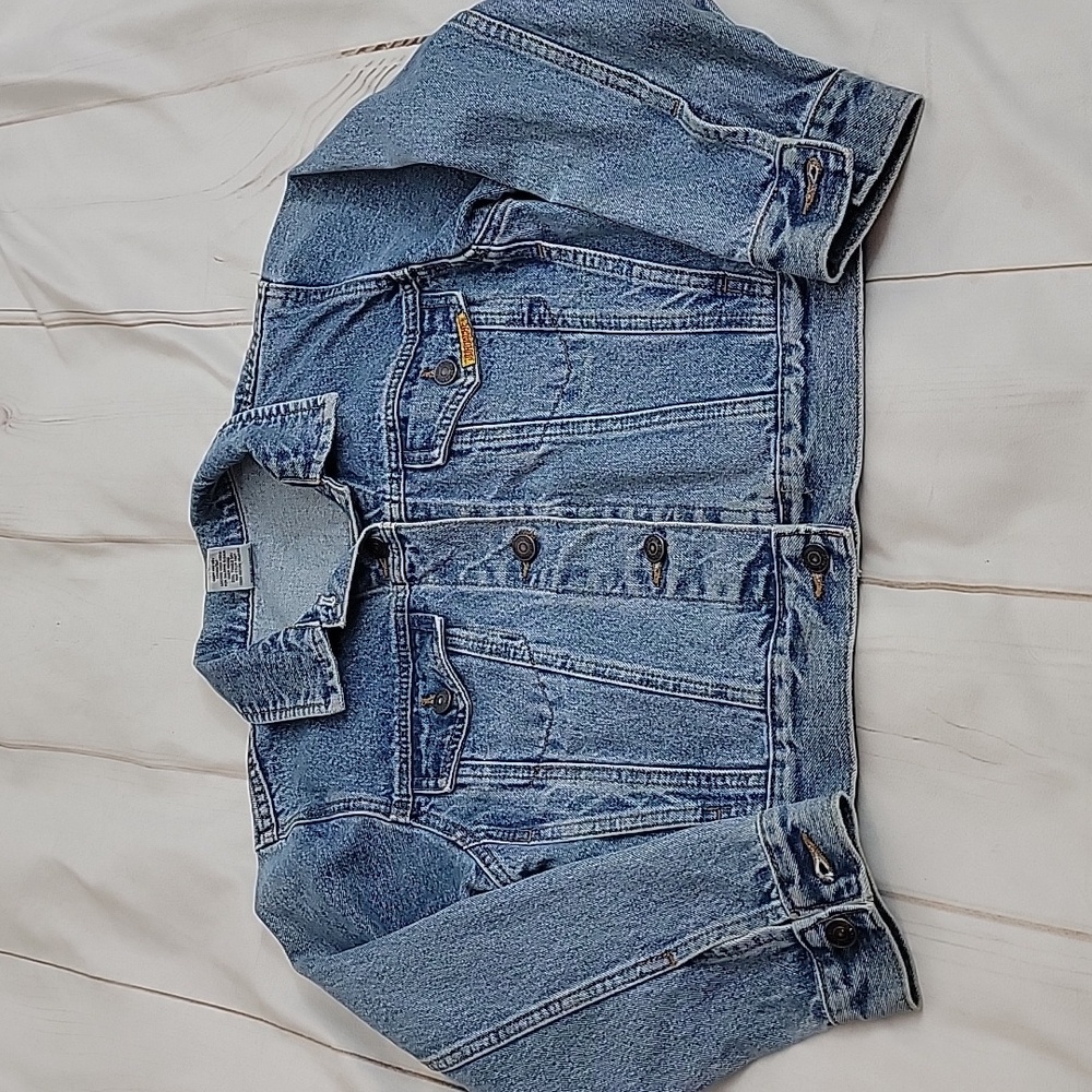 Jordache Vintage 80s Cropped Denim Jacket size 8 10 Medium